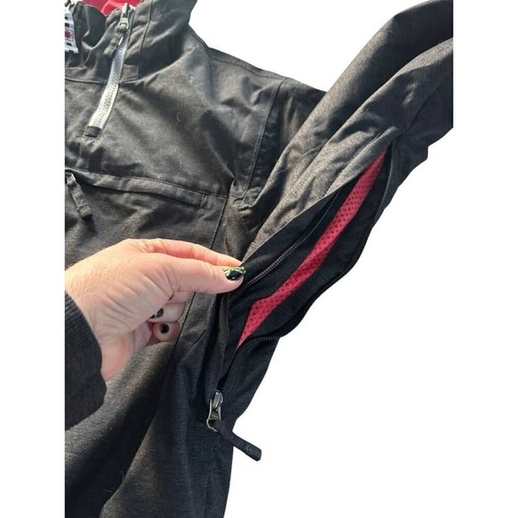 Sims Snowboarding Woman's Sz L Dark Gray Red Hooded Full Zip Ski Jacket - Picture 10 of 13